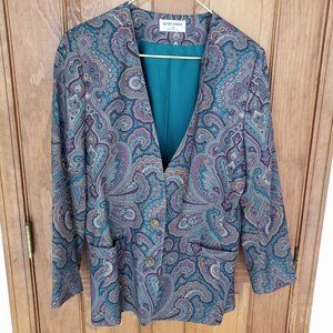 Alfred Dunner Paisley Blazer Jacket. Sz 12 Vintage